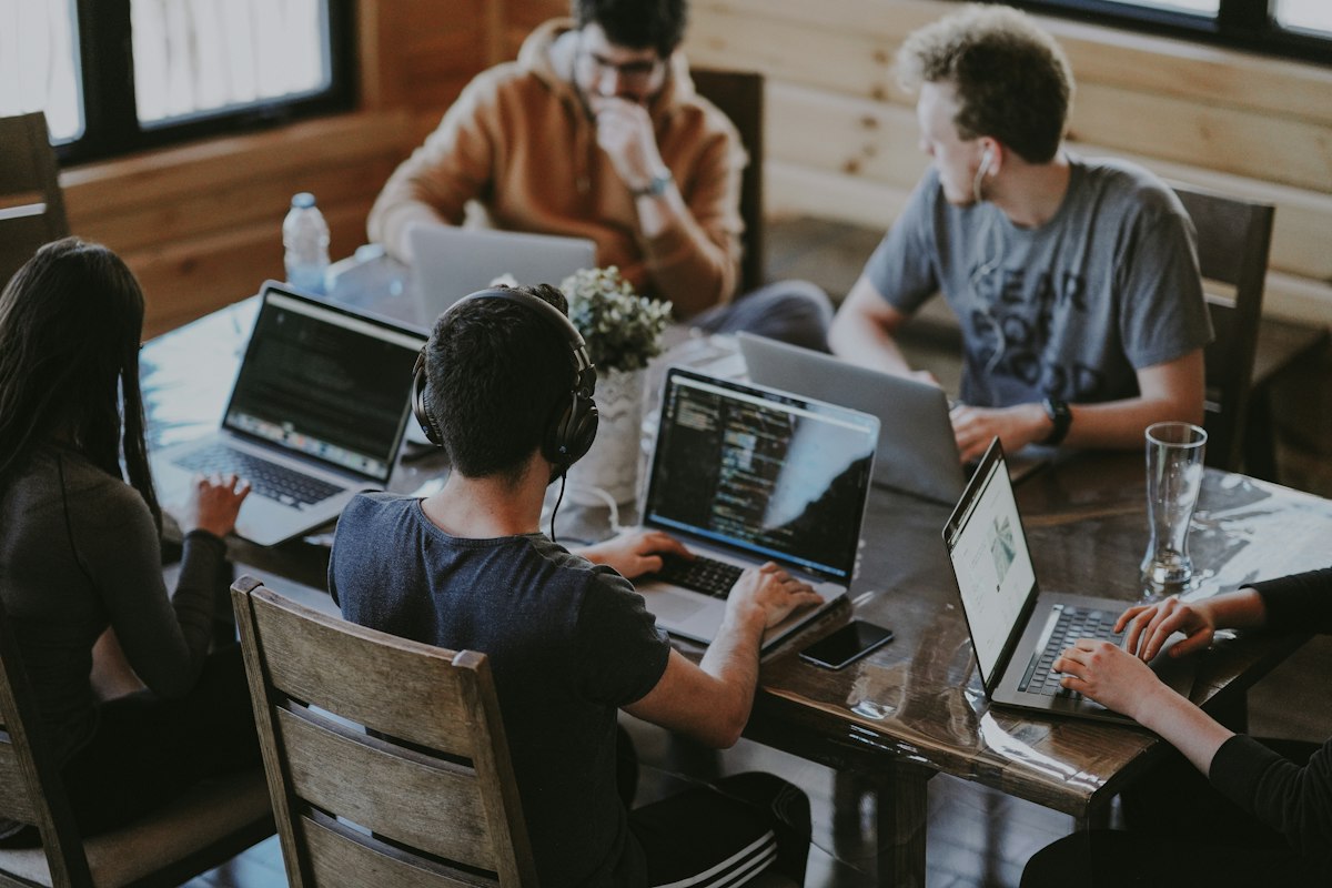 Engineers collaborating on a software project